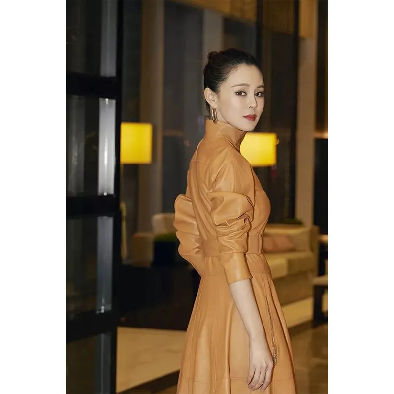 Coat Natural 100% Winter Fashion Sheepskin Genuine Leather Long