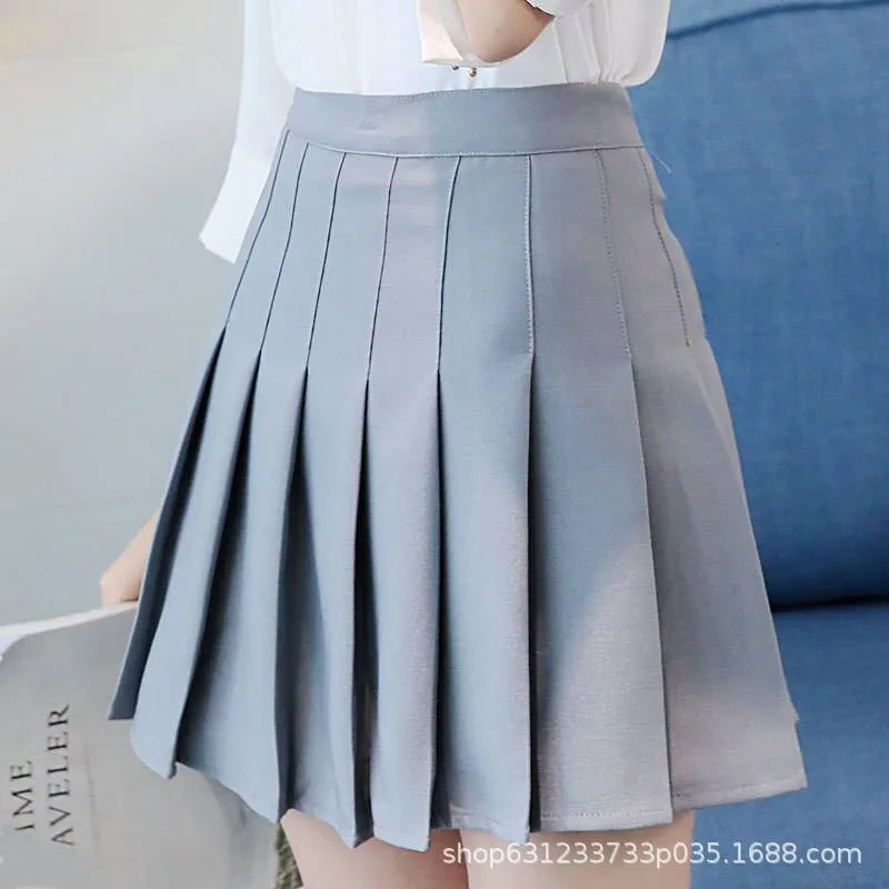 High Waist Pleated Skirt Women Student Korean Slimming Mid-Length A-Line Pants Anti-Exposed Skirt
